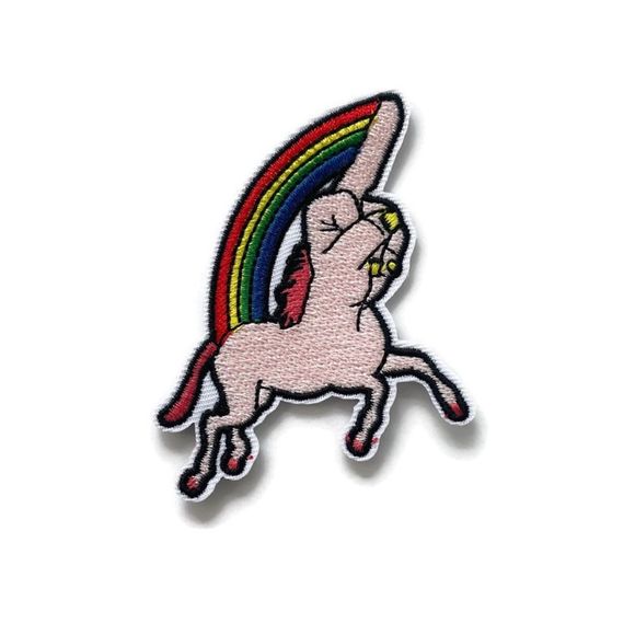 F-ing Unicorn Hand Finger Embroidered Patch - Picture 1 of 2